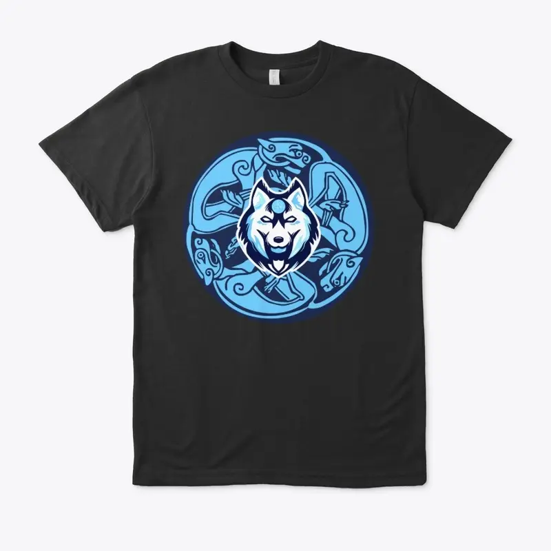 Blue and White Celtic Wolf